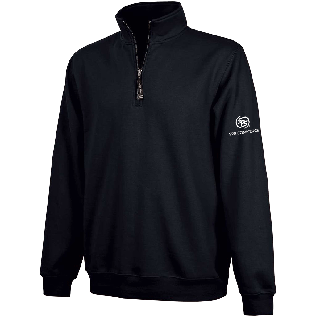 Charles River Unisex Black Crosswind Quarter Zip Sweatshirt