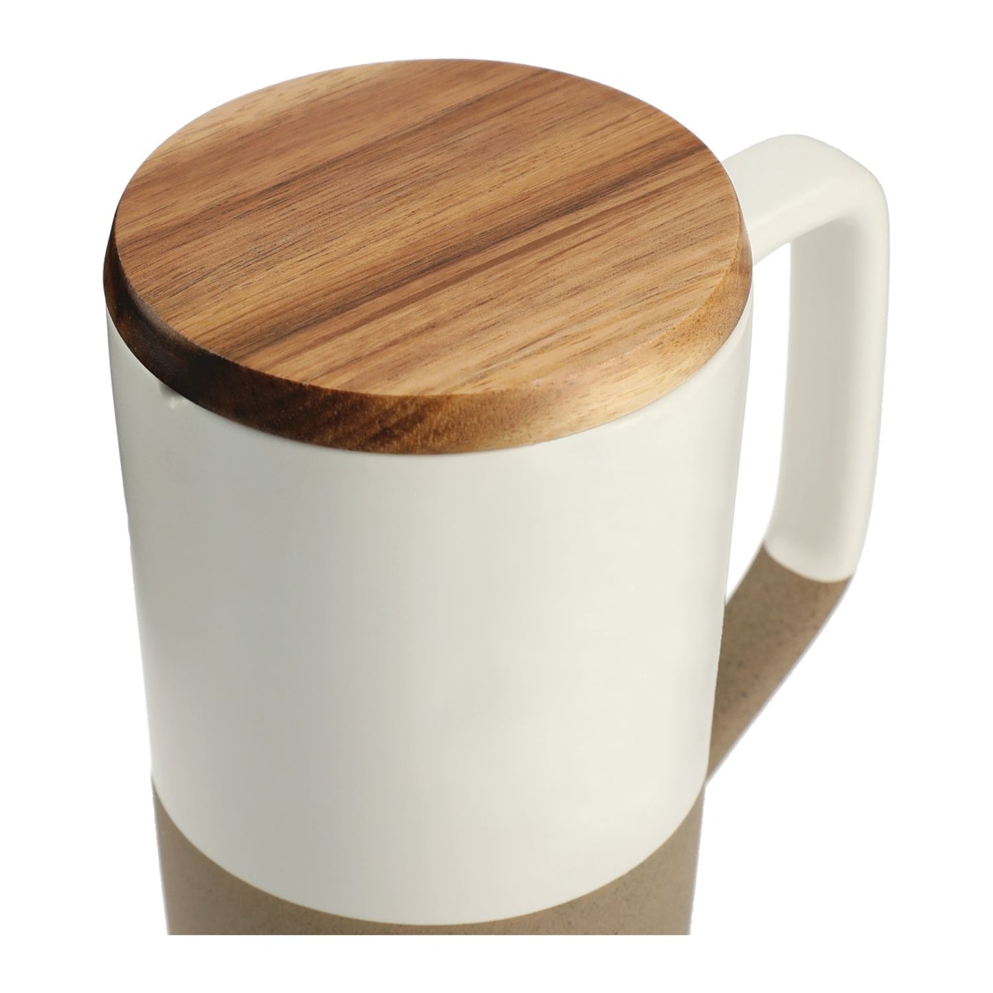 Leed's White Tahoe Tea & Coffee 16oz Ceramic Mug with Wood Lid