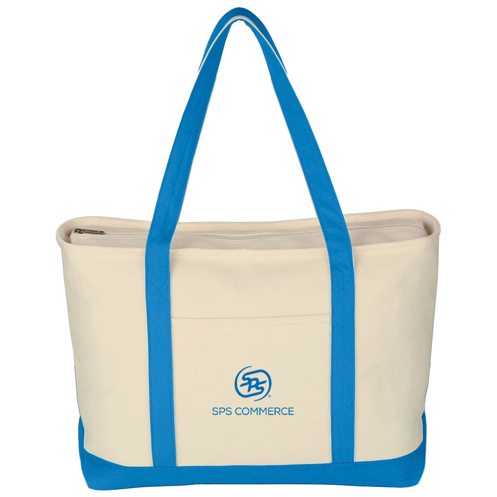 Hit Natural/Light Blue Large Starboard Cotton Canvas Tote Bag