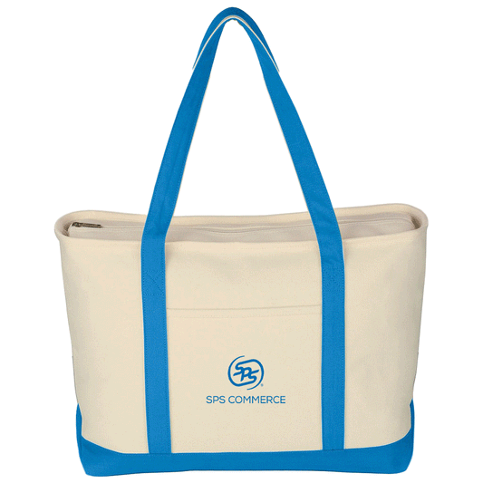 Hit Natural/Light Blue Large Starboard Cotton Canvas Tote Bag