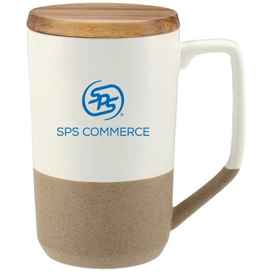 Leed's White Tahoe Tea & Coffee 16oz Ceramic Mug with Wood Lid
